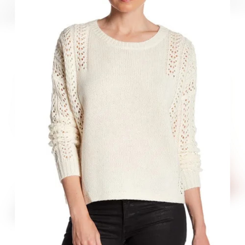 360 Cashmere Open Knit Sweater in Vanilla